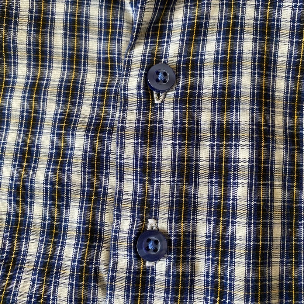 Nautica Blue and Yellow Plaid Shirt Size 18-24M - Picture 3 of 5